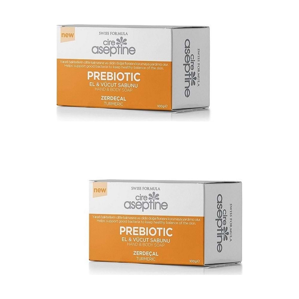 Cire Aseptine 2 x Prebiotic El ve Vücut Sabunu 100 gr Zerdeçal