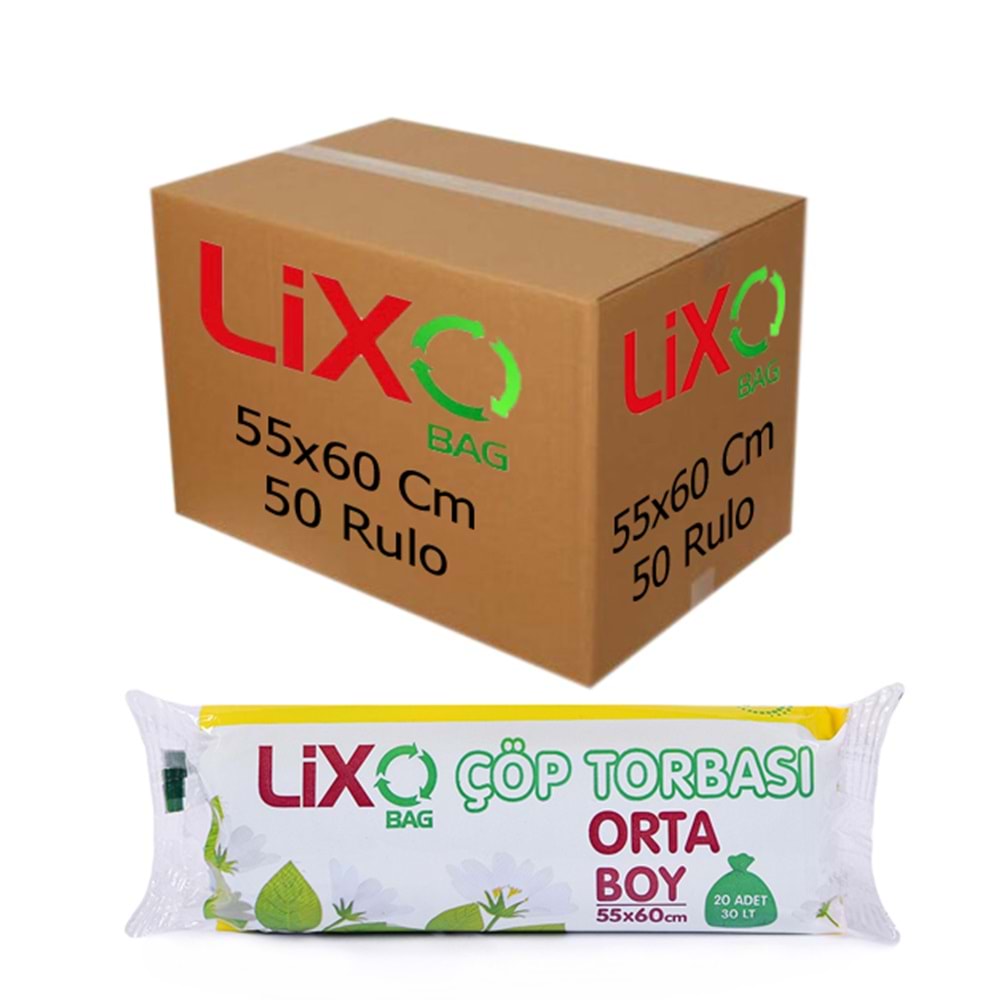 Lixo Bag Çöp Torbası Orta Boy 55x60 Cm Mavi 20li (50Paket)