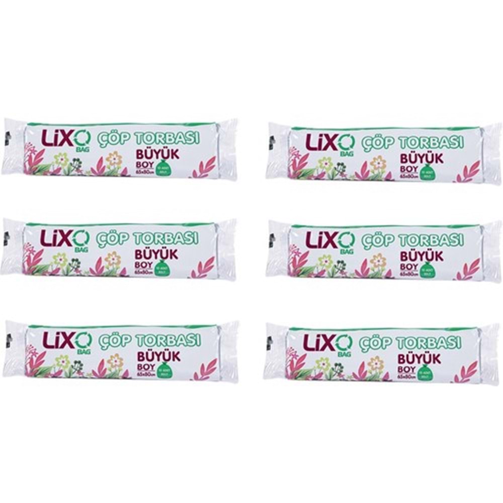 Lixo Bag Çöp Torbası Büyük Boy 65x80 Cm Mavi (6 Paket)