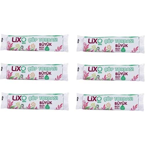 Lixo Bag Çöp Torbası Büyük Boy 65x80 Cm Mavi (6 Paket)