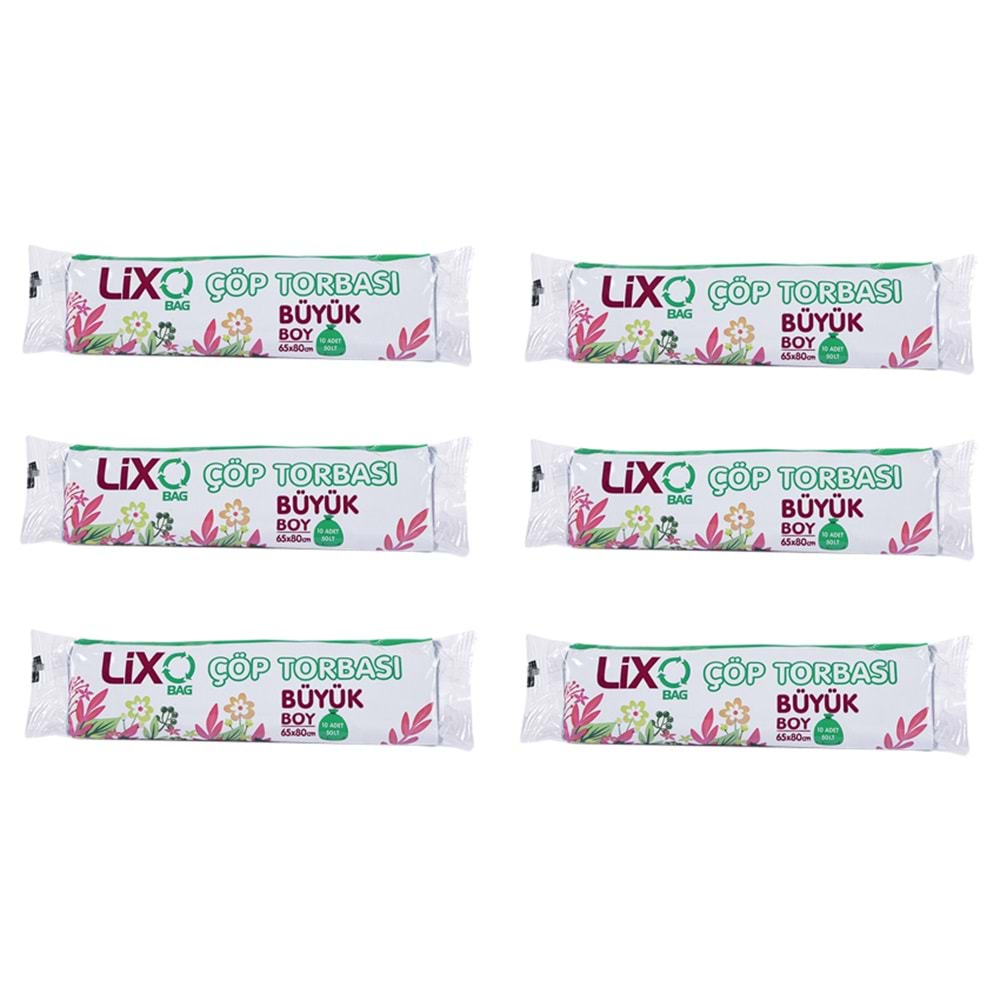 Lixo Bag Büyük Boy Çöp Torbası 65x80 Cm10lu Siyah (6 Paket)