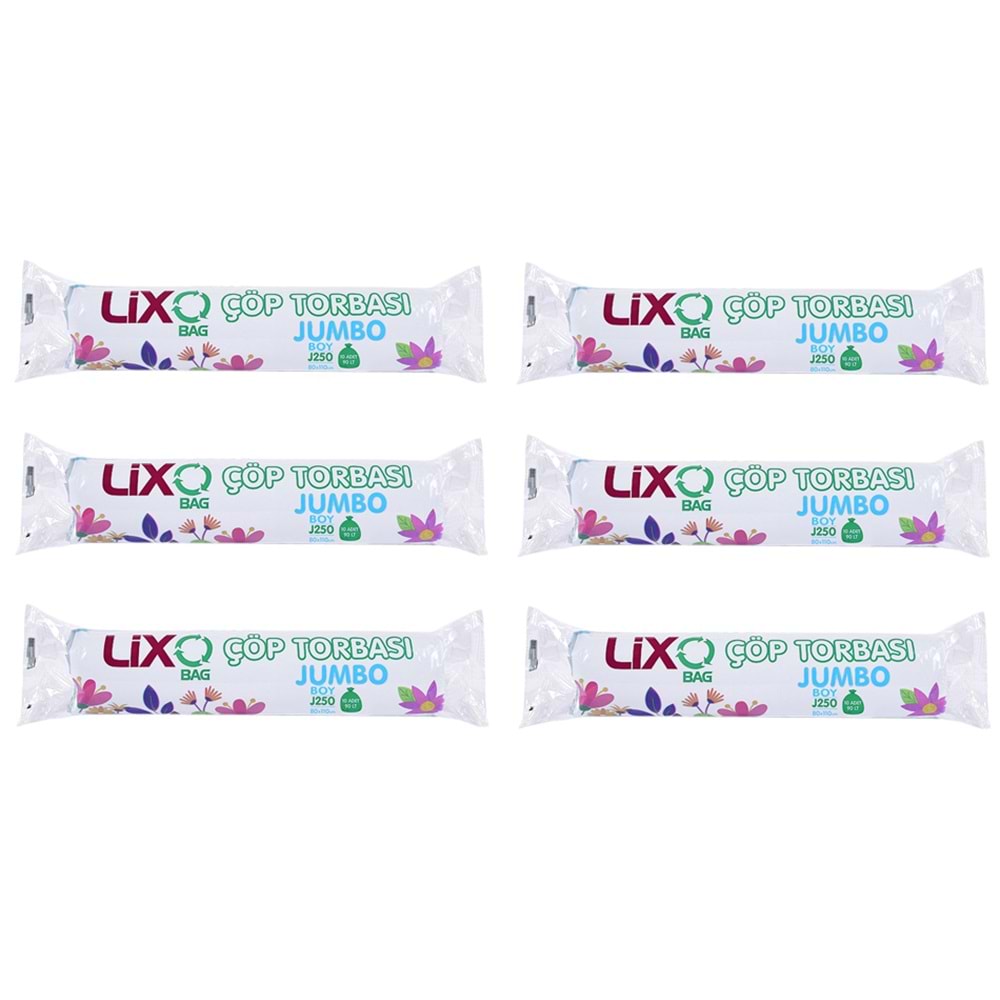 Lixo Bag Jumbo 250 GR Çöp Torbası 80x110 cm 10lu (6 Paket)