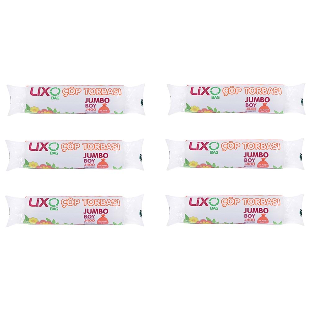 Lixo Bag Jumbo Boy 400 GR Çöp Torbası 80x110 Cm 10lu (6 Paket)