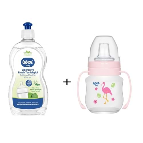 Wee Baby 346 Biberon ve Emzik Temizleyici 475 ml + Wee Baby 753 Akıtmaz Kulplu Pp Bardak 125 ml - Pembe