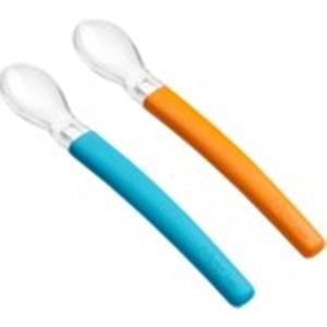 Wee Baby Mama Kaşığı Silikon Uçlu 2'li 122 Mavi - Turuncu