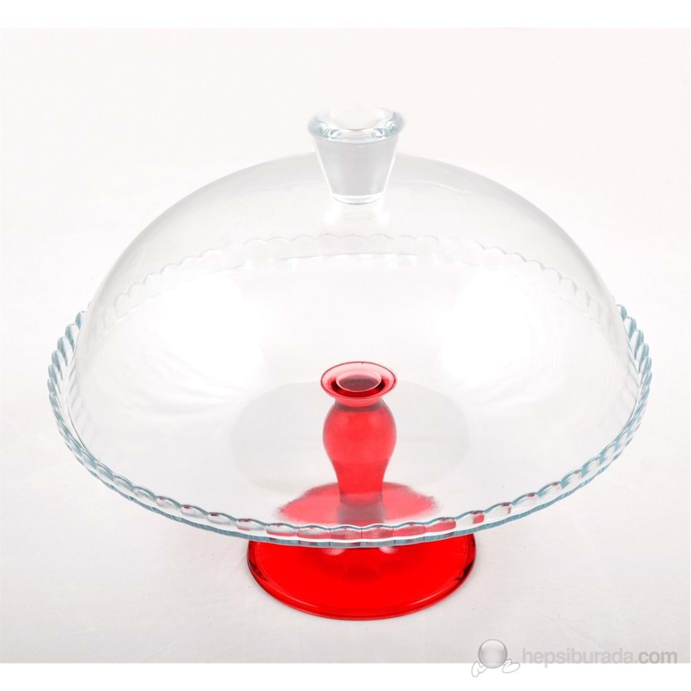 Paşabahçe Patisserie 95200 Kırmızı Ayaklı Kapaklı Pasta Fanusu