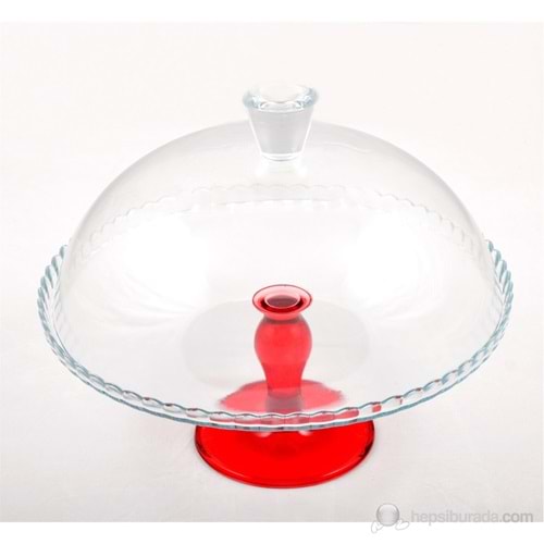 Paşabahçe Patisserie 95200 Kırmızı Ayaklı Kapaklı Pasta Fanusu