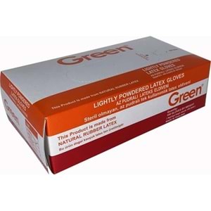 Green Pudralı Latex Küçük Boy Beyaz Eldiven 1 Paket