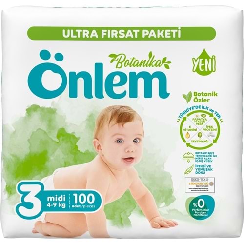 Önlem Bebek Bezi Botanika Ultra Fırsat Pk Beden:3 (4-9 Kg) Midi 100 Lü