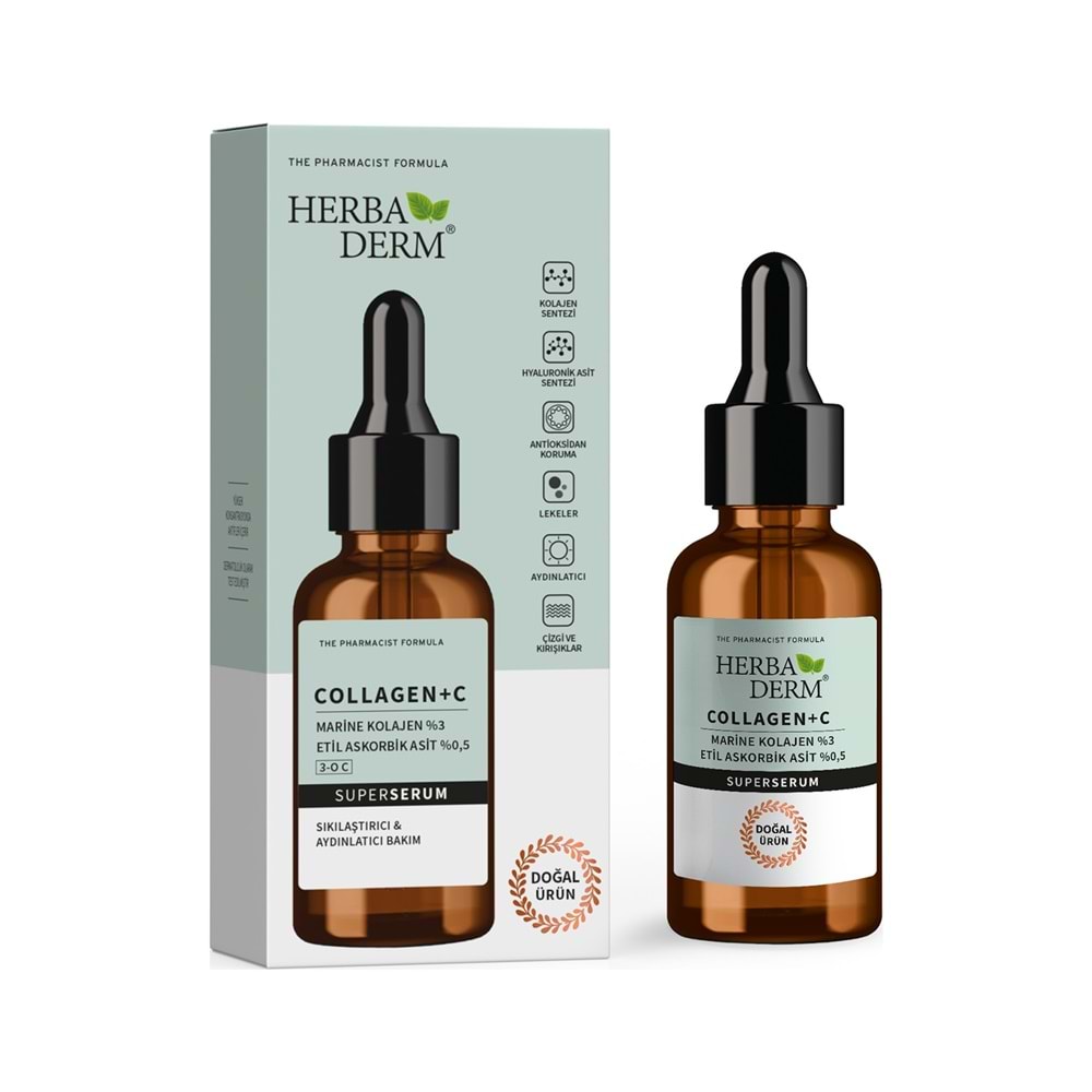 Herbaderm Superserum Collagen+Vitamin C (Marine Kolajen %3, Etil Askorbik Asit %0,5) 30 ml